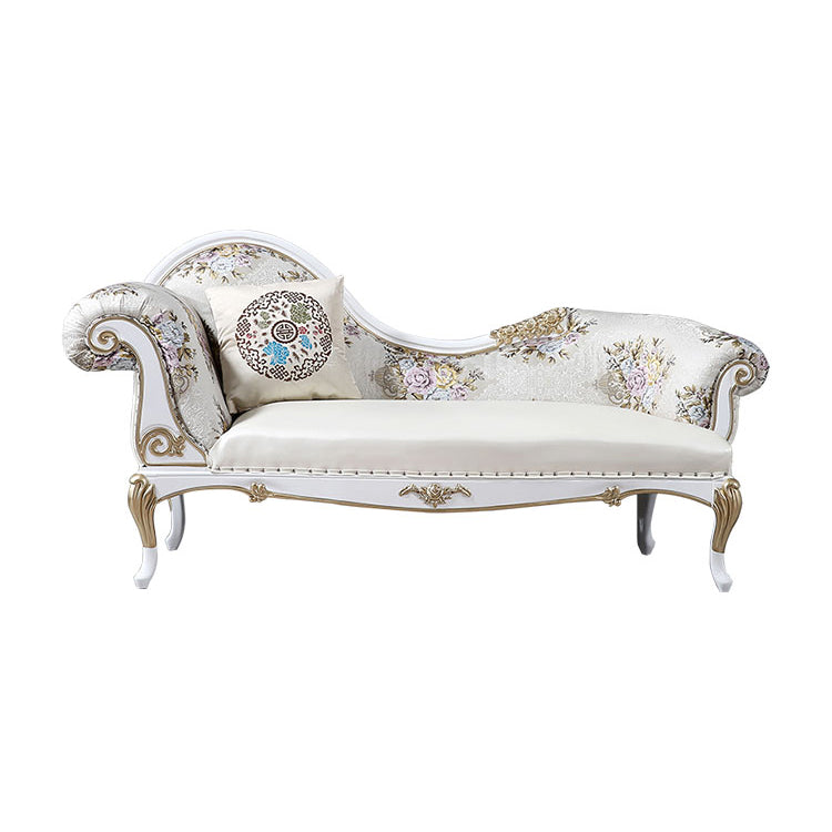 Modern Glam Upholstered Chaise Lounge Couch Rolled Arms Chaise
