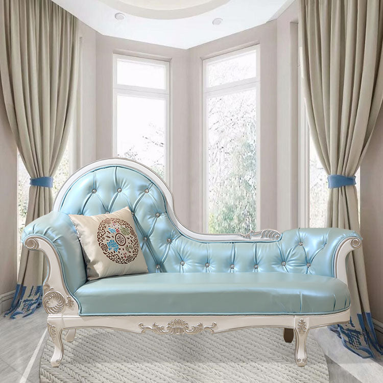 Modern Glam Upholstered Chaise Lounge Couch Rolled Arms Chaise