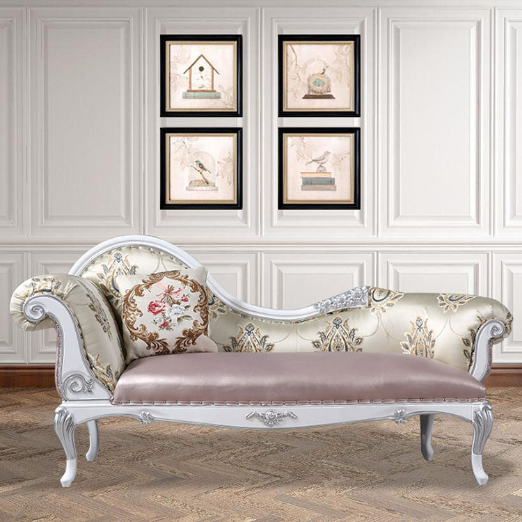 Modern Glam Upholstered Chaise Lounge Couch Rolled Arms Chaise