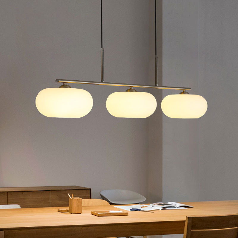 3-Light Contemporary Silver Island Lighting Dome Shaded Ceiling Light for Dining Room