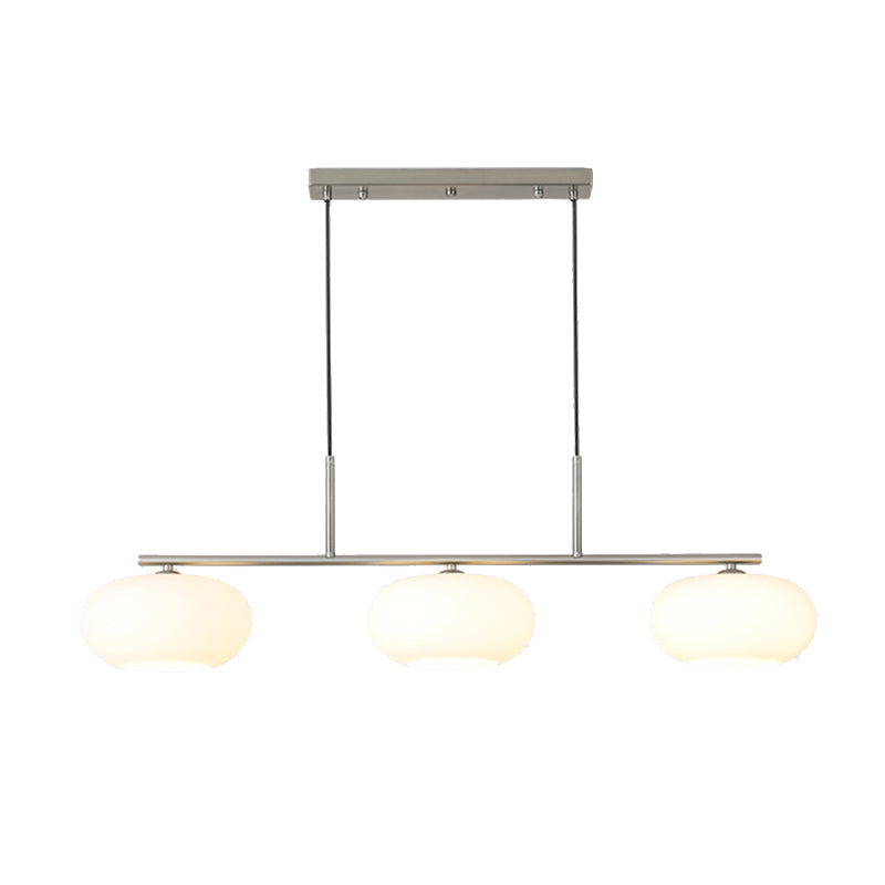 3-Light Contemporary Silver Island Lighting Dome Shaded Ceiling Light for Dining Room