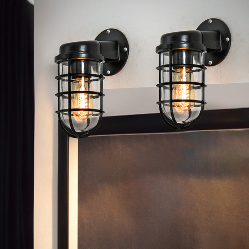 Modern Metal Wall Sconce Cylinder Shape Vanity Lamp with Glass Shade for Bathroom