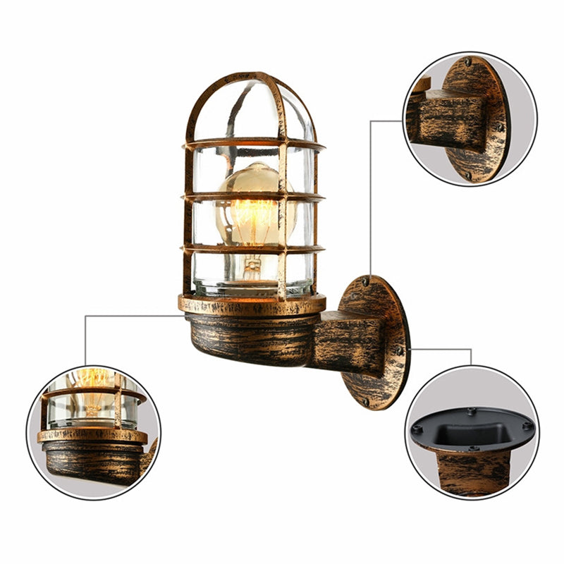 Modern Metal Wall Sconce Cylinder Shape Vanity Lamp with Glass Shade for Bathroom