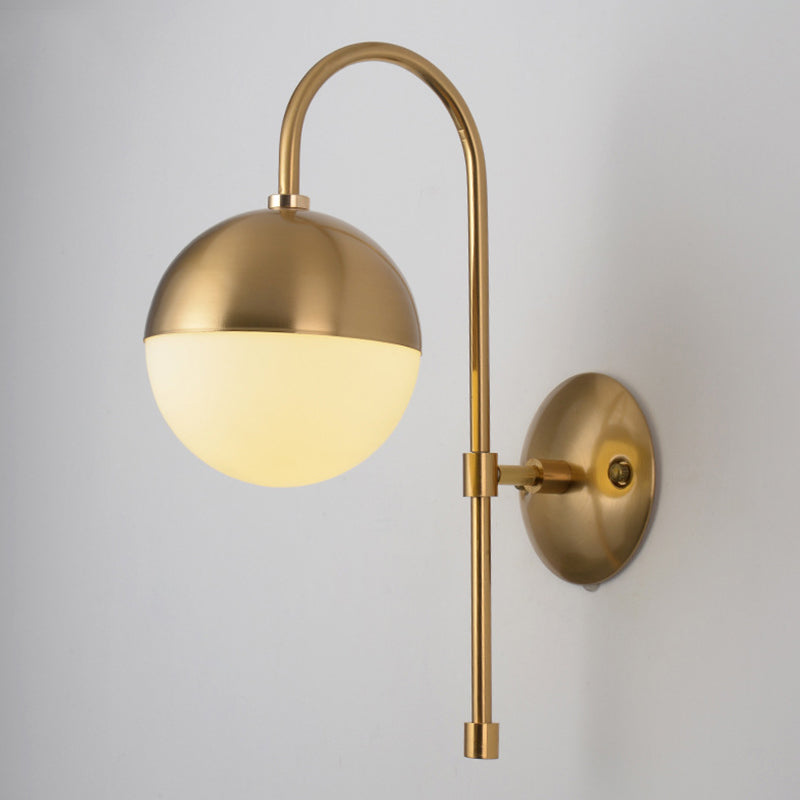 Contemporary Glass Shade Vanity Light Metal Wall Light Sconce for Washroom