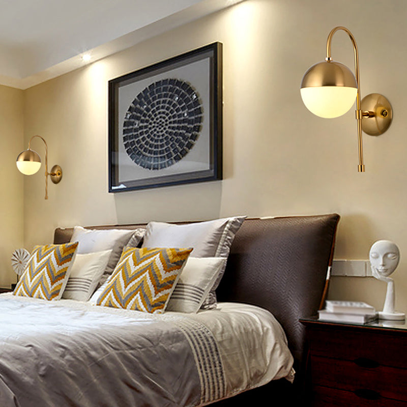 Contemporary Glass Shade Vanity Light Metal Wall Light Sconce for Washroom