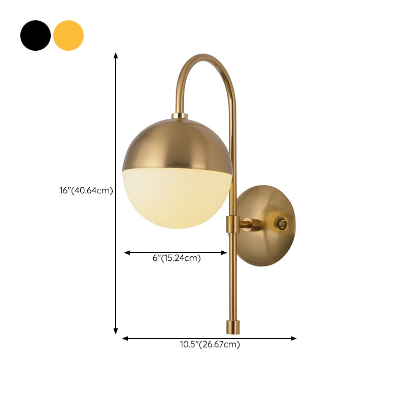 Contemporary Glass Shade Vanity Light Metal Wall Light Sconce for Washroom