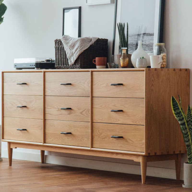 Modern Dresser Solid Wood Storage Chest Dresser with 9 Drawers