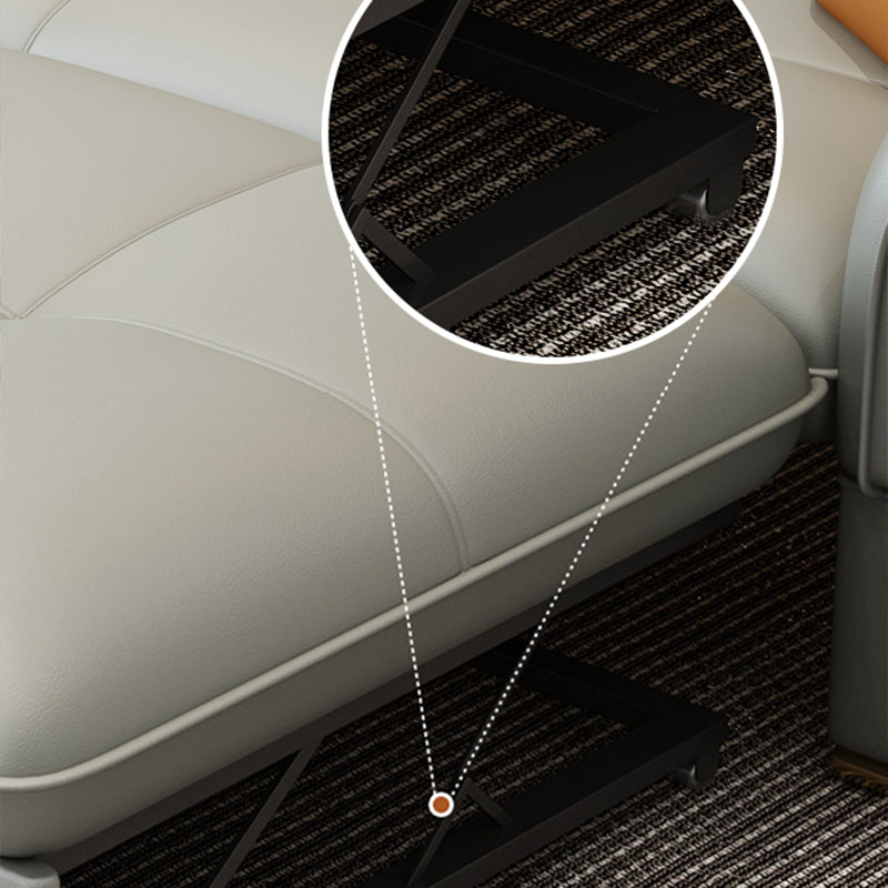 Glam Leather Convertible Sofas Flared Arms Folding Sleeper Sofa