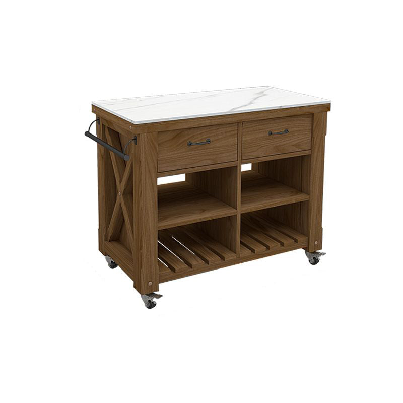Modern Dining Room Prep Table Rectangular Kitchen Trolley with Open Storage