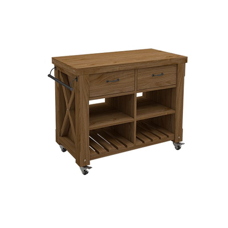 Modern Dining Room Prep Table Rectangular Kitchen Trolley with Open Storage