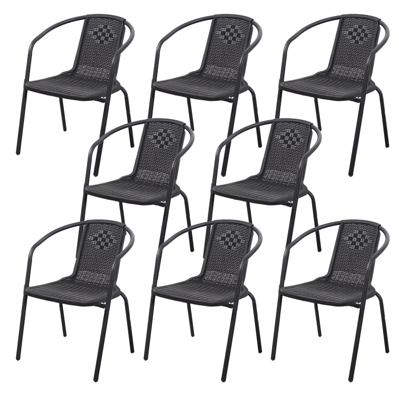 Tropical Dining Armchair in Black/Brown Rattan Outdoor Chair Stacking Armchair