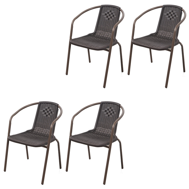 Tropical Dining Armchair in Black/Brown Rattan Outdoor Chair Stacking Armchair