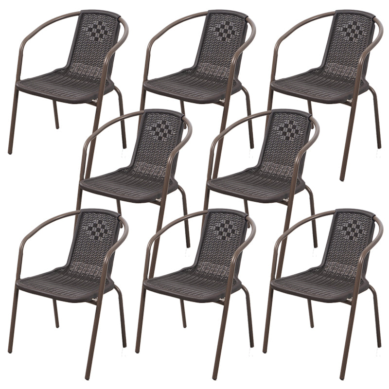Tropical Dining Armchair in Black/Brown Rattan Outdoor Chair Stacking Armchair
