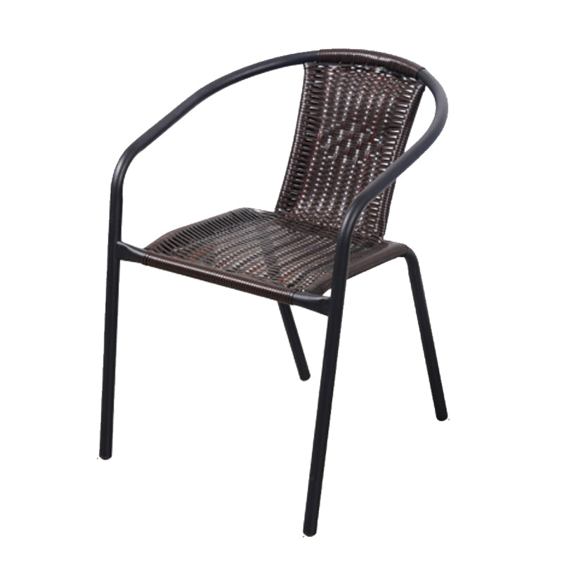 Tropical Dining Armchair in Black/Brown Rattan Outdoor Chair Stacking Armchair