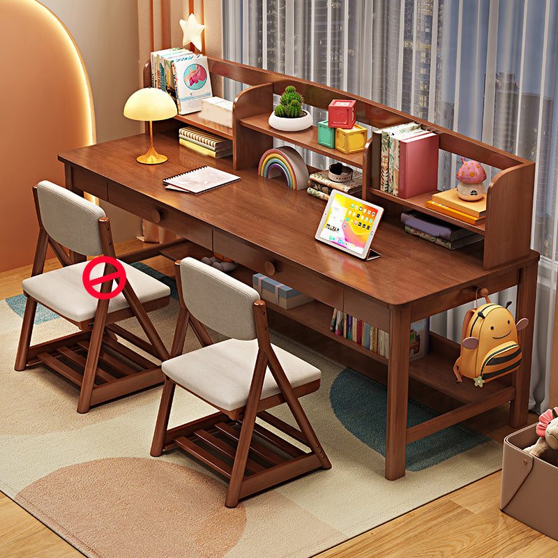 Contemporary Adjustable Writing Desk with 2 Drawers and Shelves
