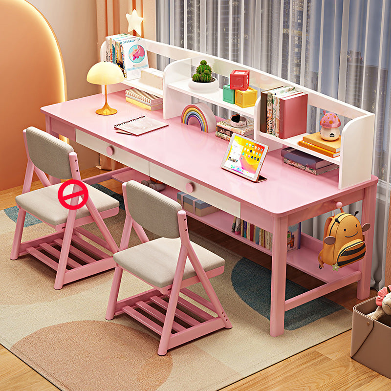 Contemporary Adjustable Writing Desk with 2 Drawers and Shelves