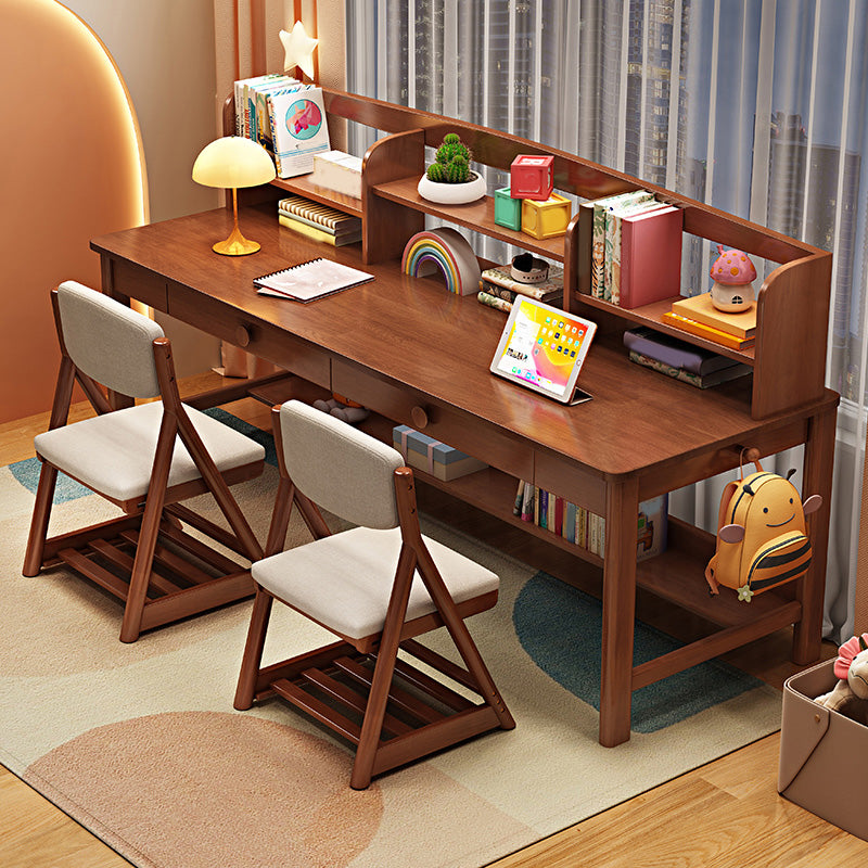 Contemporary Adjustable Writing Desk with 2 Drawers and Shelves
