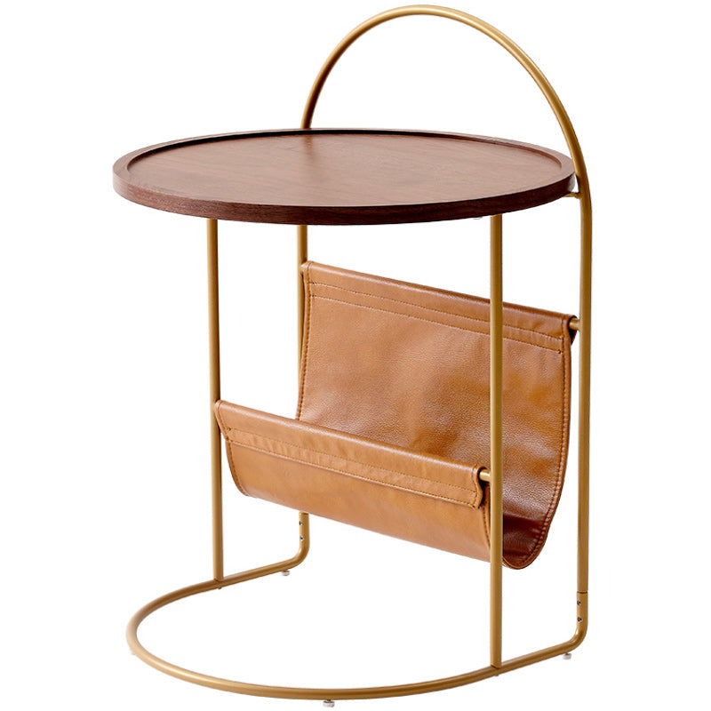 Brone Tray Top Corner Table Solid Wood Side Table with Storage