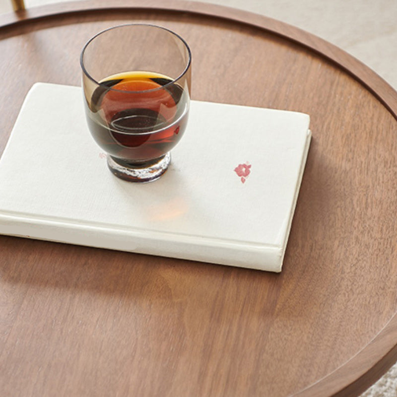 Brone Tray Top Corner Table Solid Wood Side Table with Storage