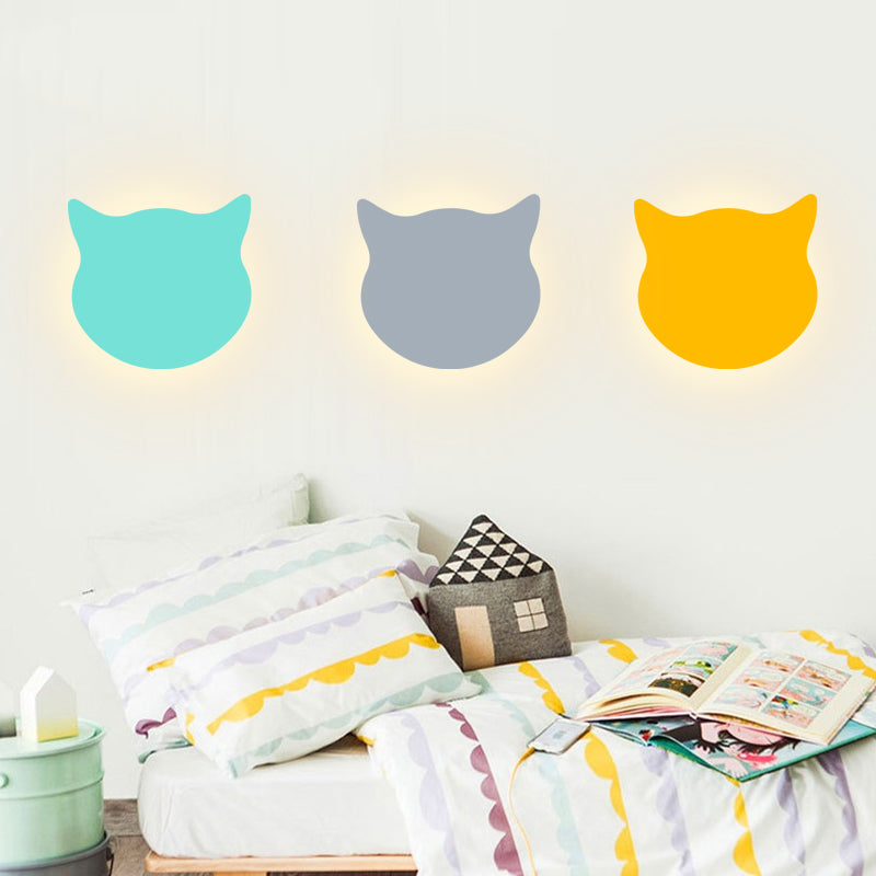 Dierenkitten hoofd muur sconce houten led sconce licht in snoep gekleurd voor kinderslaapkamer