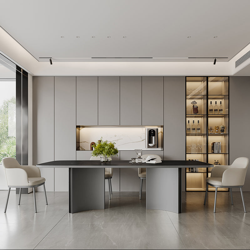 Black and Silver Dinner Room Kitchen Table Contemporary Dining Table