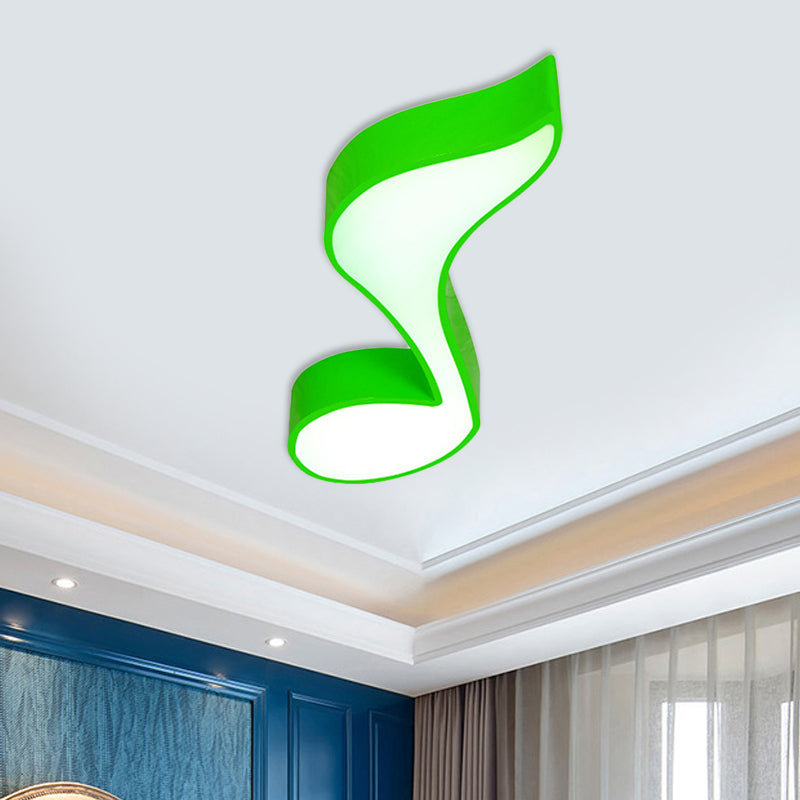 Red/Green/Yellow Musical Note Ceiling Mounted Fixture Kids Style Acrylic LED Flush Mount Lamp for Kindergarten