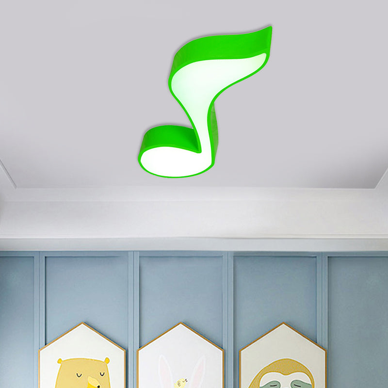 Red/Green/Yellow Musical Note Ceiling Mounted Fixture Kids Style Acrylic LED Flush Mount Lamp for Kindergarten