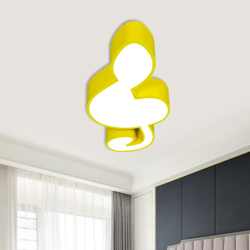 Red/Green/Yellow Musical Note Ceiling Mounted Fixture Kids Style Acrylic LED Flush Mount Lamp for Kindergarten