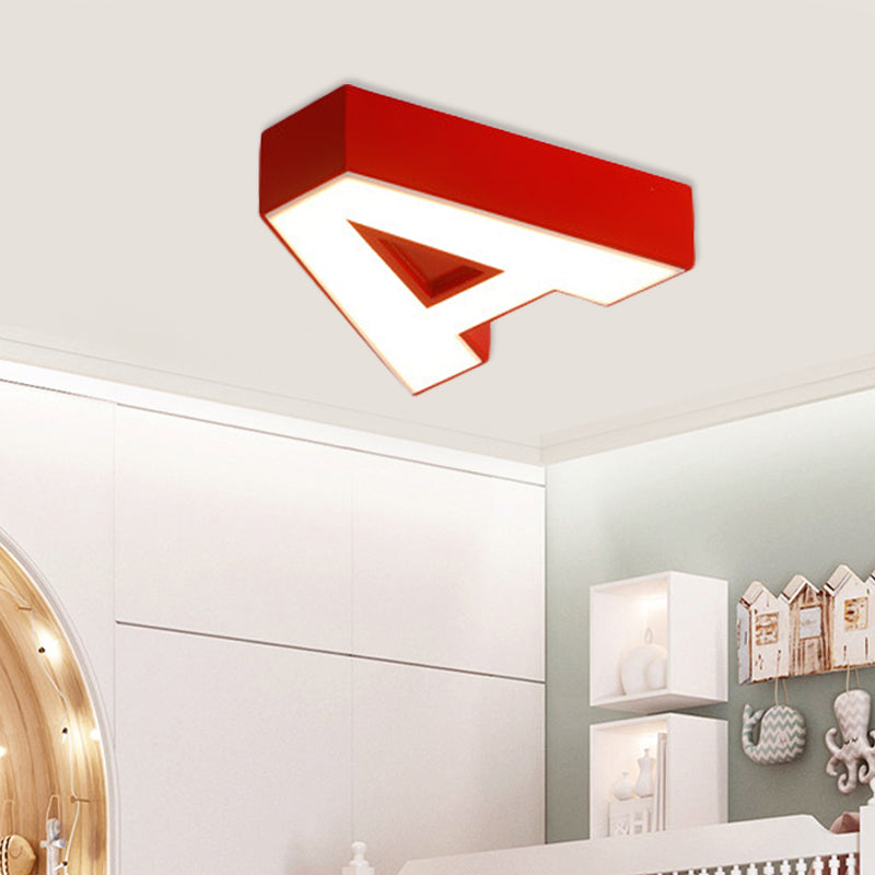 Plafonnier LED en forme d'alphabet pour enfants, montage encastré en acrylique, pour maternelle, vert/rouge/bleu
