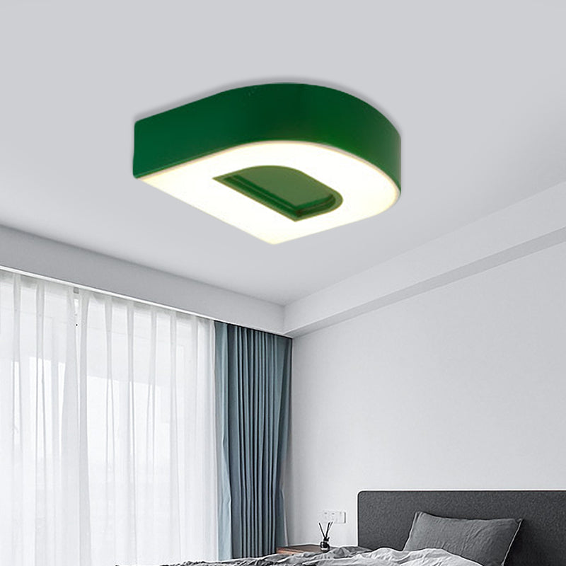 Plafonnier LED en forme d'alphabet pour enfants, montage encastré en acrylique, pour maternelle, vert/rouge/bleu