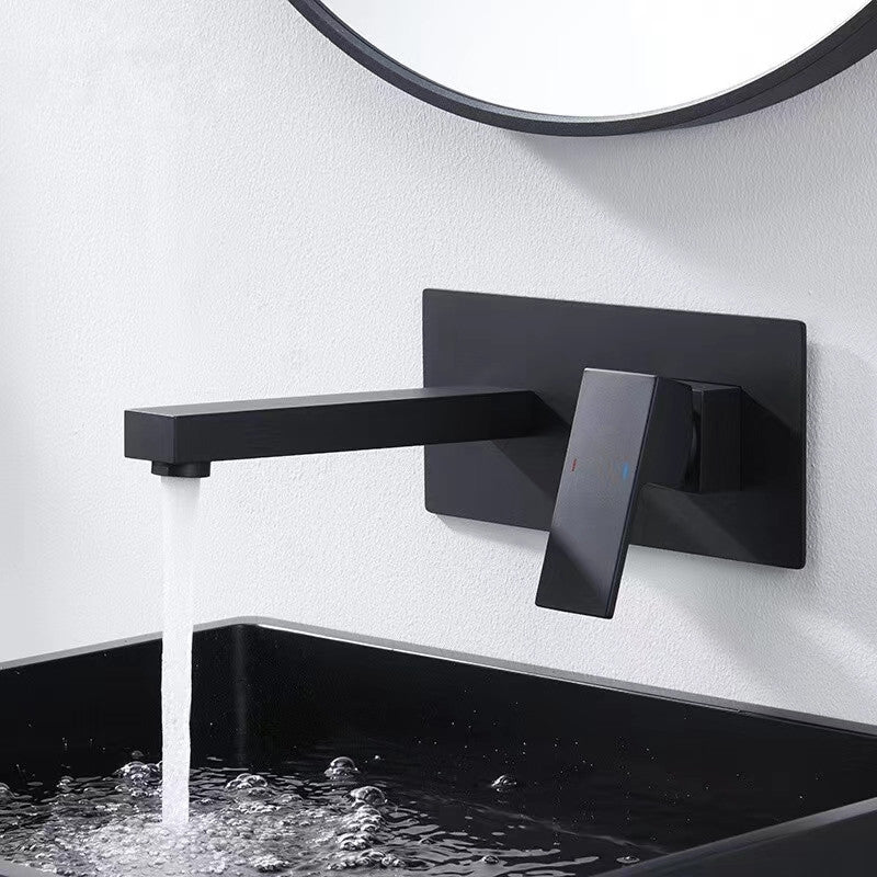 Wall Mounted Sink Faucet Single Lever Handle 2 Holes Bathroom Sink Faucet