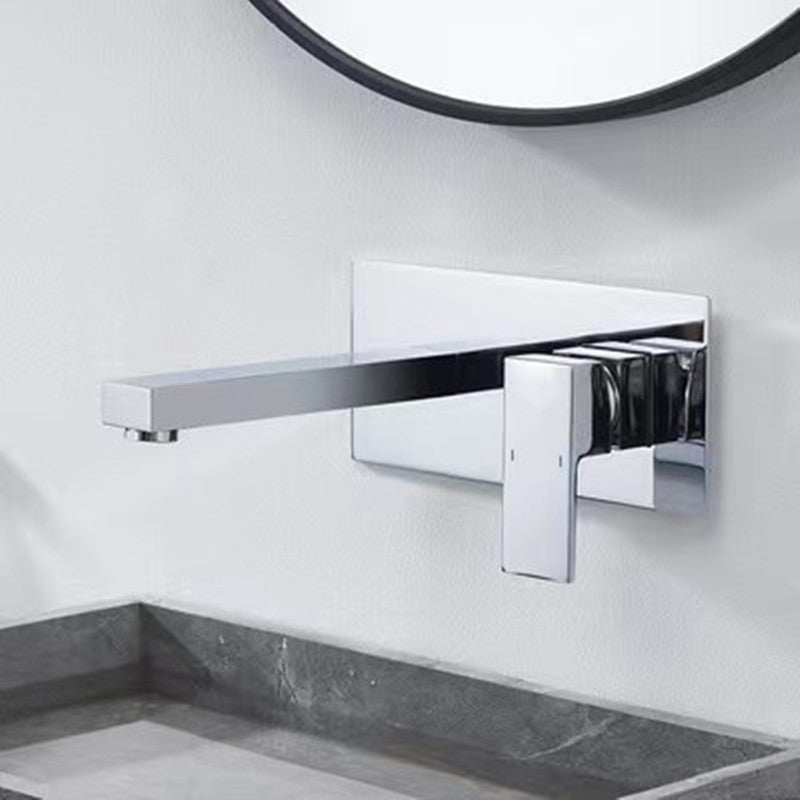 Wall Mounted Sink Faucet Single Lever Handle 2 Holes Bathroom Sink Faucet