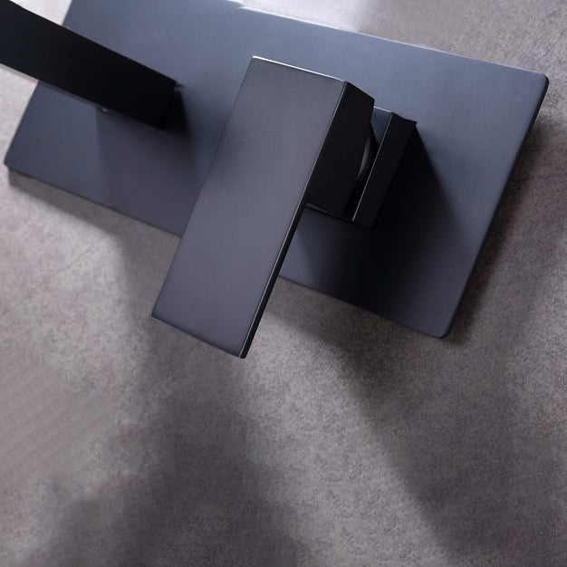 Wall Mounted Sink Faucet Single Lever Handle 2 Holes Bathroom Sink Faucet