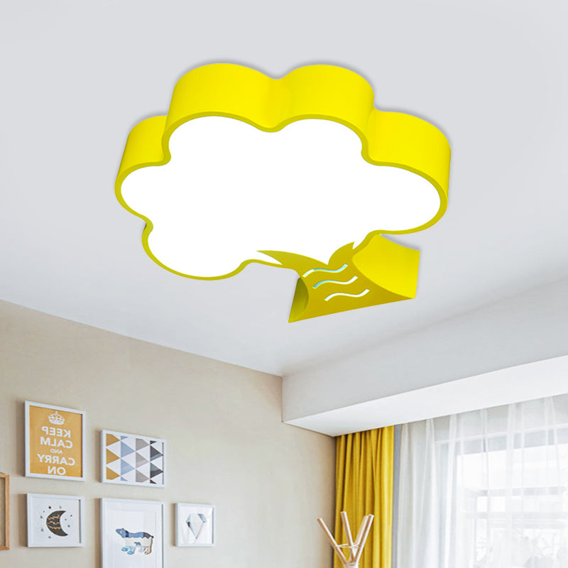 Tree Flushmount Ceiling Fixture Kids Style Acrylic Yellow/Red/Blue LED Flush Light for Nursery