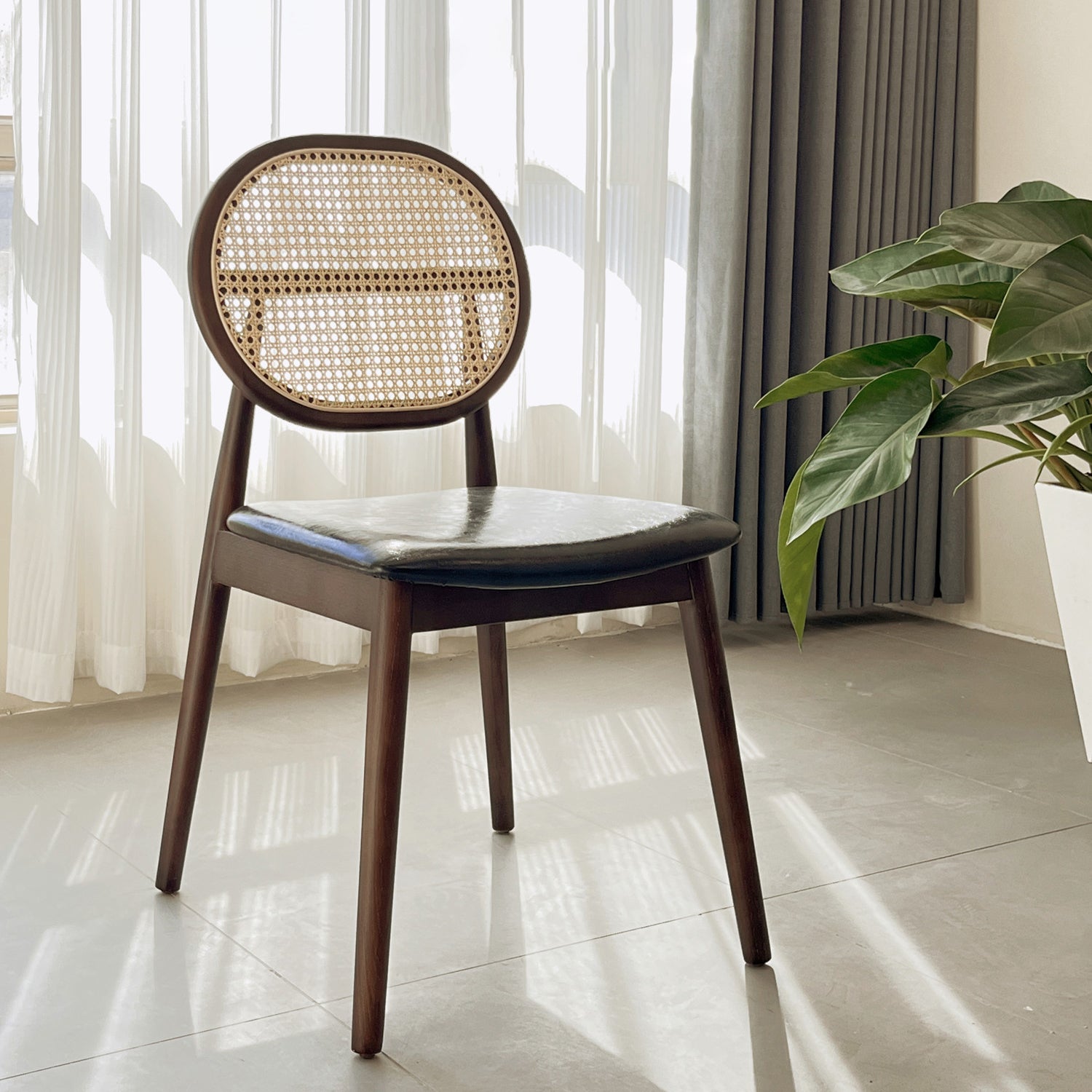 Industrial Style Side Chair Wooden Frame Side Dining Chair for Dining Room