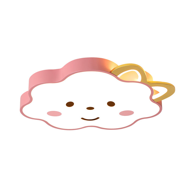 Acryl-Wolke-Deckenleuchte, Cartoon-Rosa-LED-Unterputzlampe für Schlafzimmer in Weiß/3-Farben-Licht