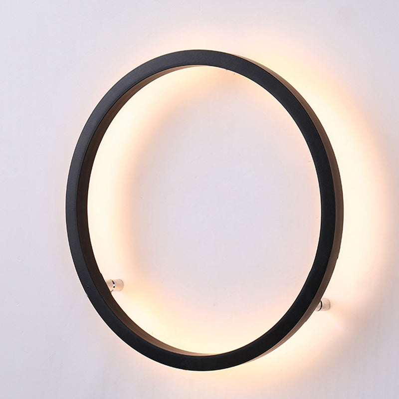 Circular Wall Light Fixture Modern Metal 1 Light Wall Sconce in Black