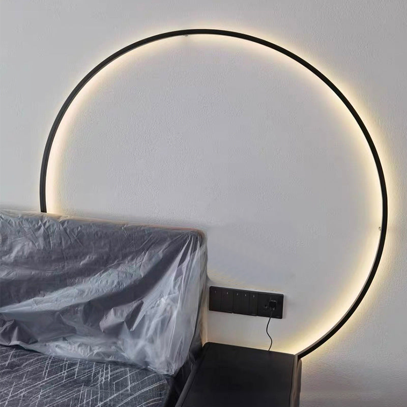 Circular Wall Light Fixture Modern Metal 1 Light Wall Sconce in Black