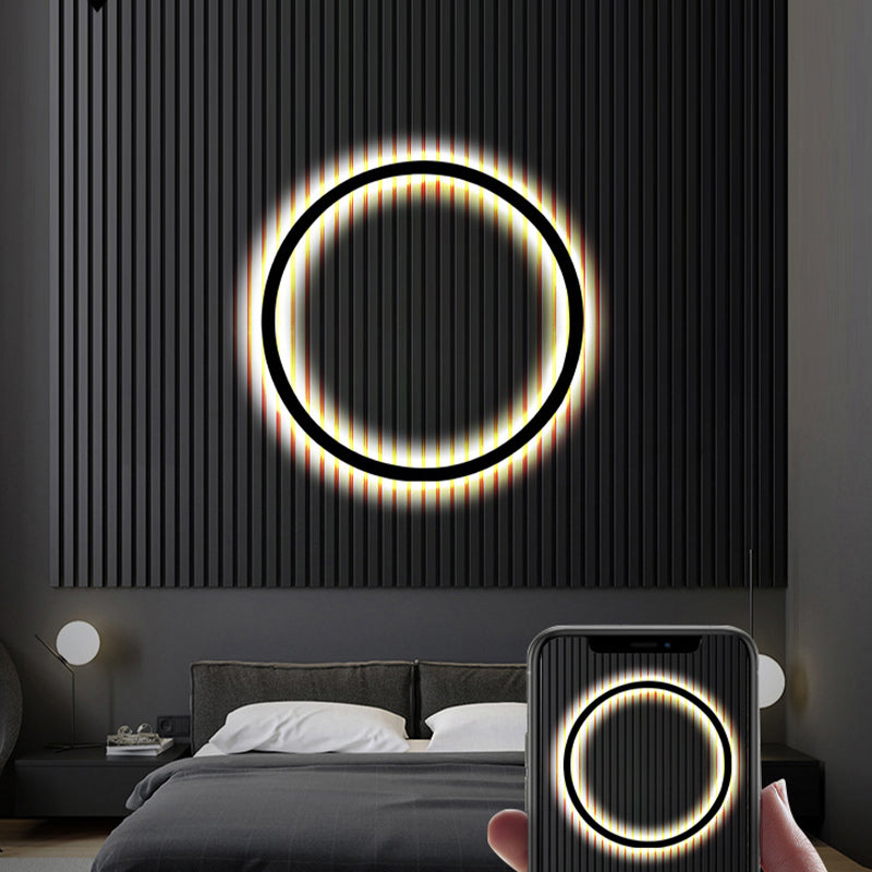 Circular Wall Light Fixture Modern Metal 1 Light Wall Sconce in Black