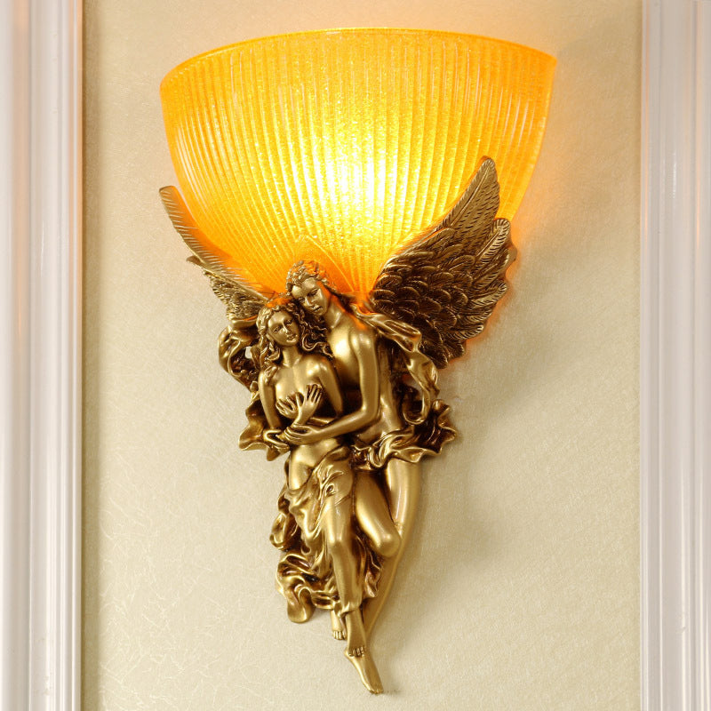 Geometric Wall Light Fixture Modern Resin 1 Light Wall Sconce in Gold