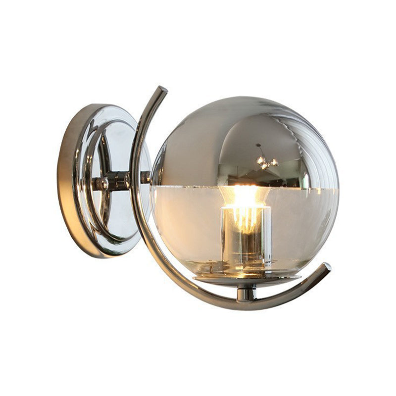 Single Modern Silver Wall Mounted Sconce Glass Wall Light for Living Room