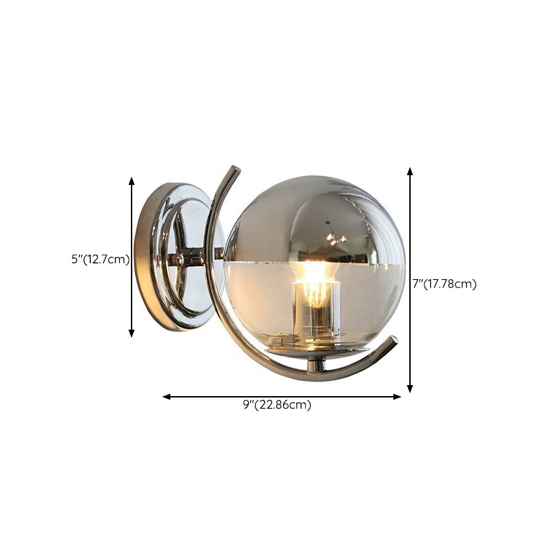 Single Modern Silver Wall Mounted Sconce Glass Wall Light for Living Room