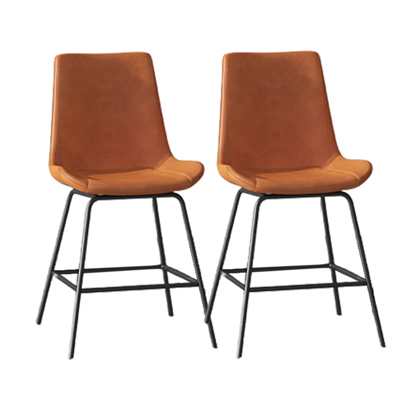 Leather Contemporary Counter & Bar Stools Matte Finish Indoor Stools with Metal Frame
