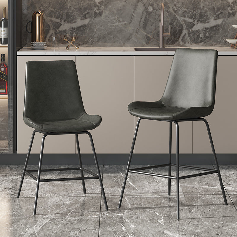 Leather Contemporary Counter & Bar Stools Matte Finish Indoor Stools with Metal Frame