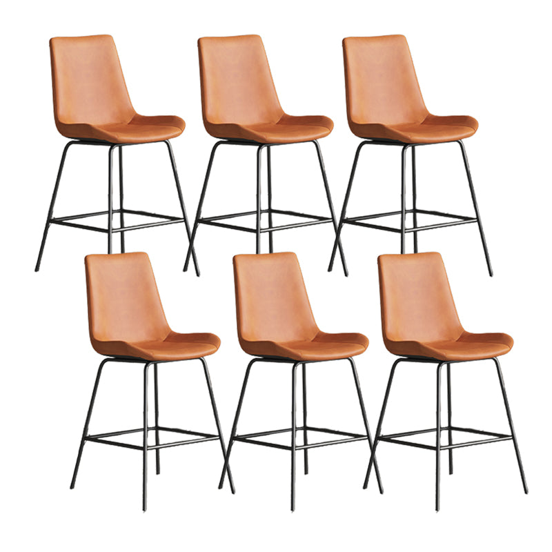 Leather Contemporary Counter & Bar Stools Matte Finish Indoor Stools with Metal Frame