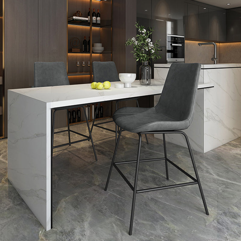 Leather Contemporary Counter & Bar Stools Matte Finish Indoor Stools with Metal Frame