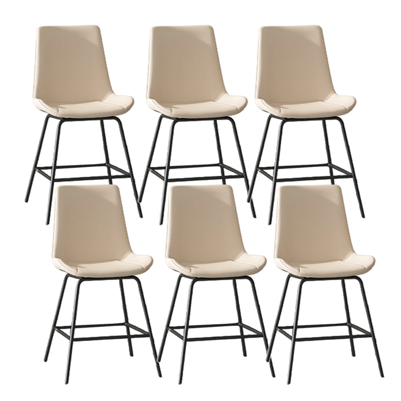 Leather Contemporary Counter & Bar Stools Matte Finish Indoor Stools with Metal Frame