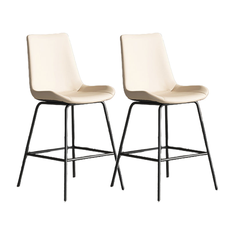 Leather Contemporary Counter & Bar Stools Matte Finish Indoor Stools with Metal Frame