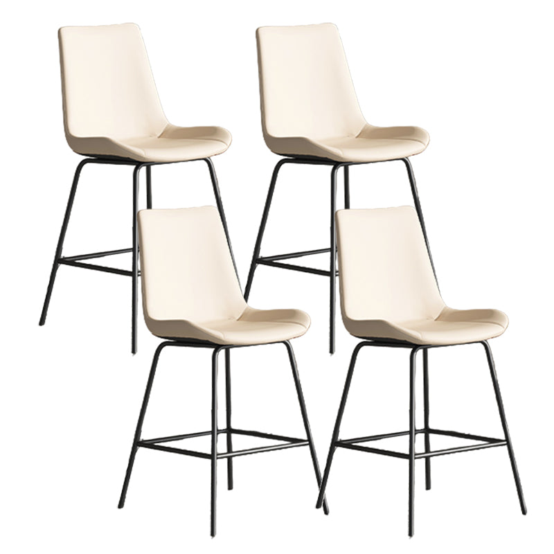 Leather Contemporary Counter & Bar Stools Matte Finish Indoor Stools with Metal Frame