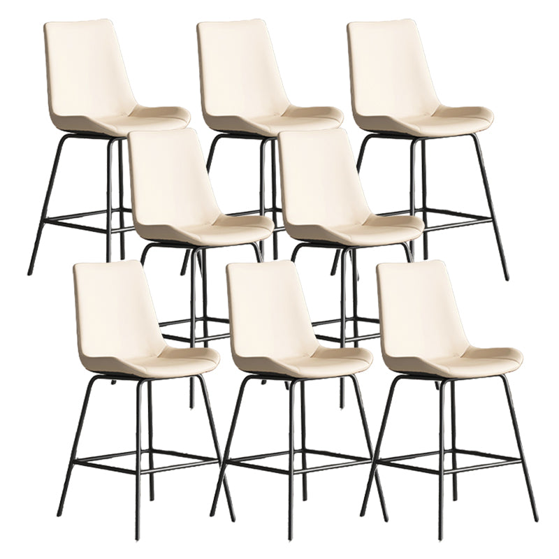 Leather Contemporary Counter & Bar Stools Matte Finish Indoor Stools with Metal Frame